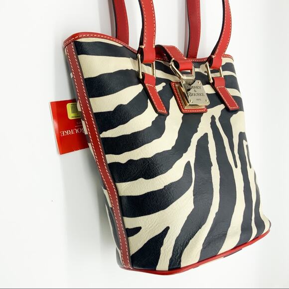 NWT Dooney & Bourke Logo Lock Zebra Print Shoulder Bucket Bag - Picture 5 of 15